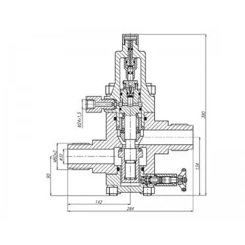 Бронзовый запорный проходной штуцерный клапан с пневмоприводом 521-35.3163 (ИПЛT.49211117) 