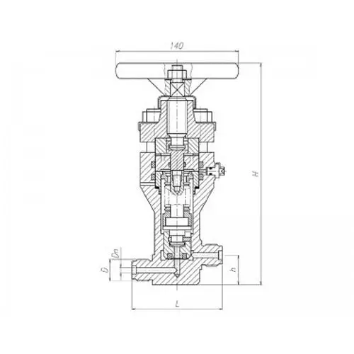 Бронзовый запорный проходной штуцерный сильфонный клапан 521-35.3470 (ИTШЛ.49114109) 