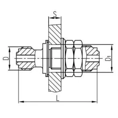 Латунный переборочный штуцерный съемный стакан 25x100 мм 554-03.905-08 (ИTШЛ.363171.134-07)